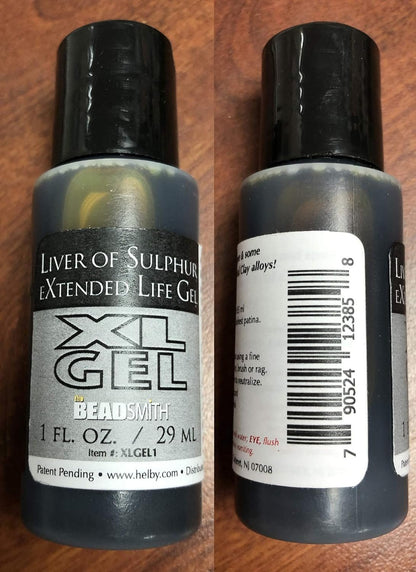 The Beadsmith XL Gel, Liver of Sulfur Extended Life Gel, 1 fluid ounce (29ml) bottle, Apply a patina finish to silver, copper, and other metal for oxidized look on art and jewelry projects