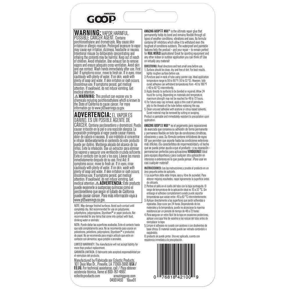 Amazing GOOP II 142100 MAX Adhesive - 2.0 fl. Oz.