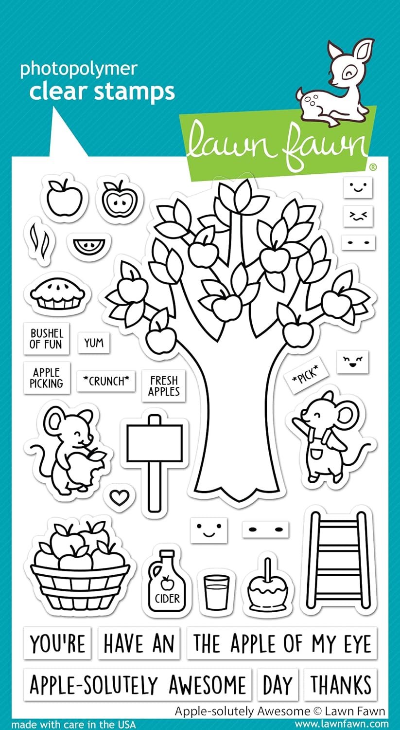 Lawn Fawn LF2930 Apple-Solutely Awesome 4X6 Clear Stamp Set