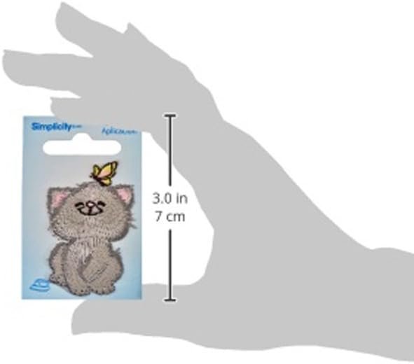 Simplicity Gray Kitten Applique Clothing Iron On Patch, 1.5'' x 2'', Multicolor