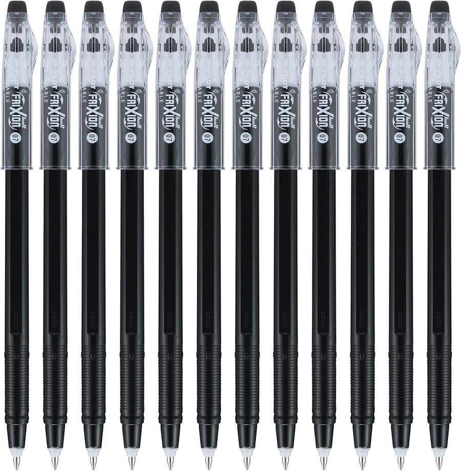 Pilot, FriXion ColorSticks Erasable Gel Ink Pens, Fine Point 0.7 mm, Pack of 12, Black