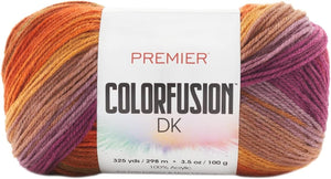 Premier Yarns Colorfusion DK Weight Yarn, Acrylic Yarn with Colorful Self-Striping Hues, Machine-Washable, Tropical, 3.5 oz, 325 Yards