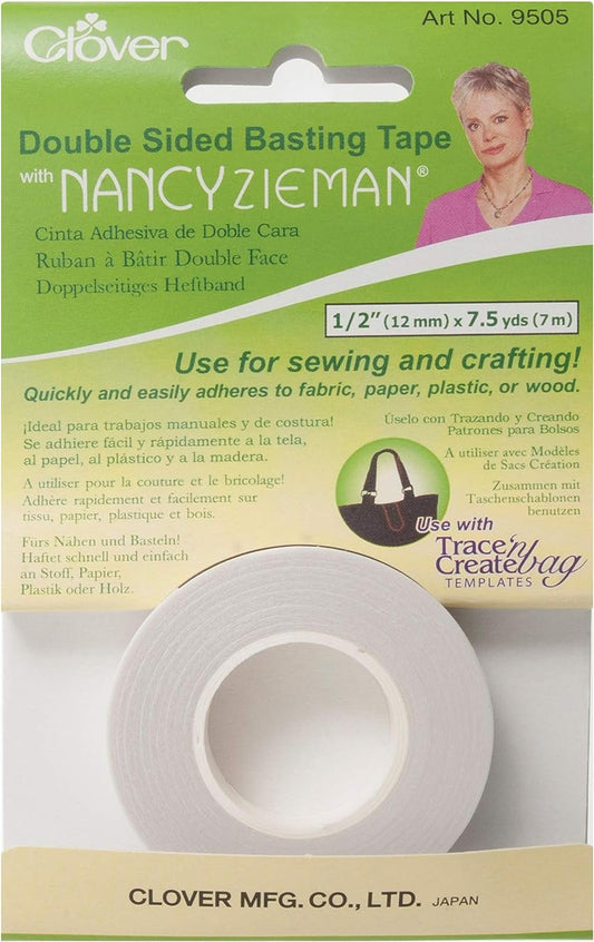 Clover Double Sided Basting Tape With Nancy Zieman, 1/2-inch By 7.5 Yd.