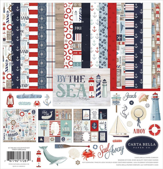 Carta Bella Paper Company By The Sea Collection Kit paper, red, blue, navy, teal, cream 12-x-12-Inch