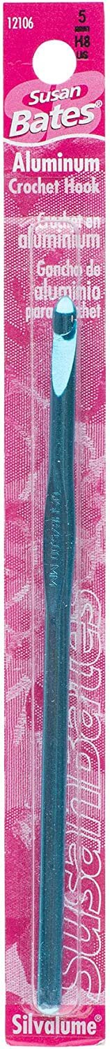 Susan Bates 5-1/2-Inch Silvalume Aluminum Crochet Hook, 5mm, Turquoise (Parent)