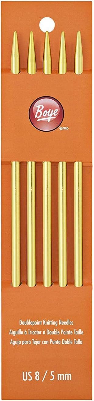 Boye 7-Inch Aluminum Double Point Knitting Needles, Size 8