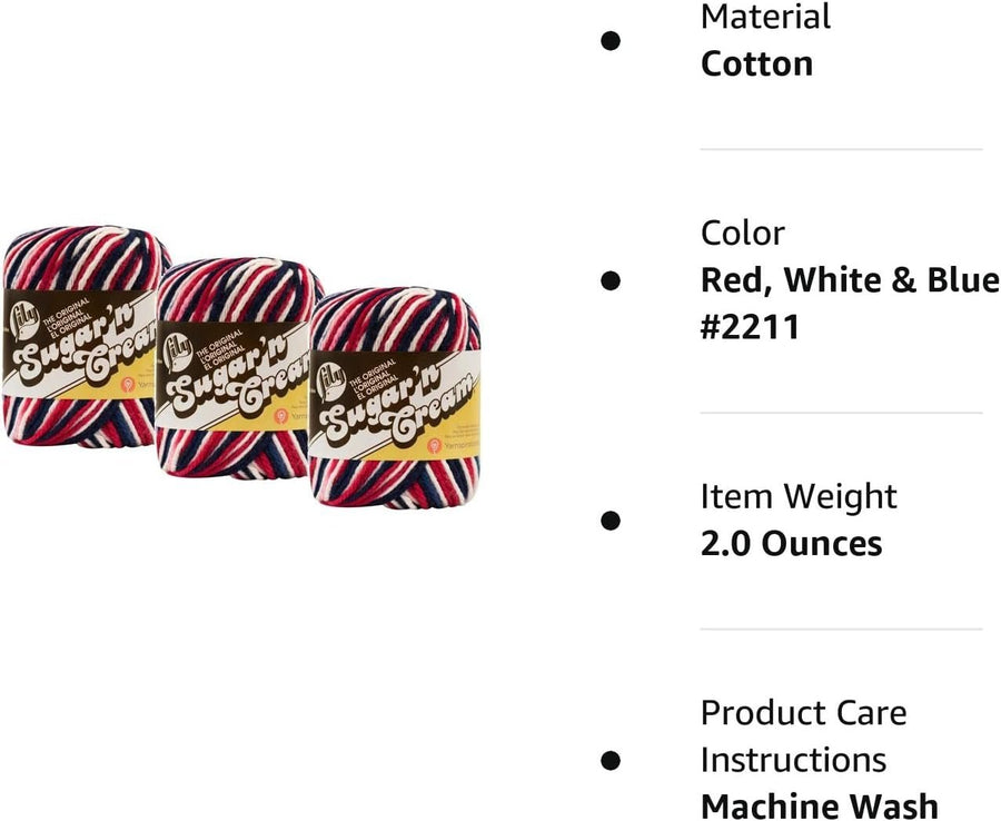 Bulk Buy: Lily Sugar 'n Cream 100% Cotton Yarn (3-Pack) Ombres, Prints, Scents & Stripes