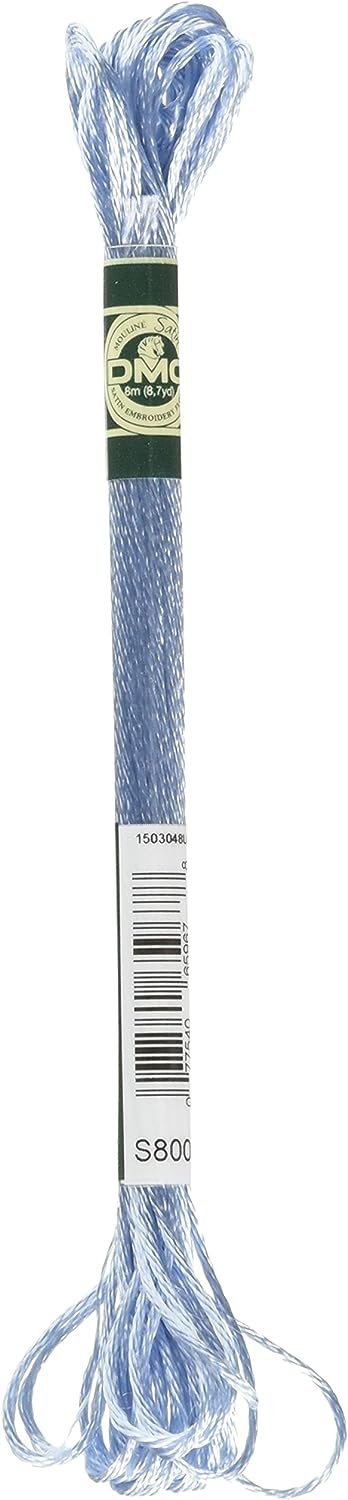 DMC 1008F-S800 Shiny Radiant Satin Floss, Sky Blue, 8.7-Yard