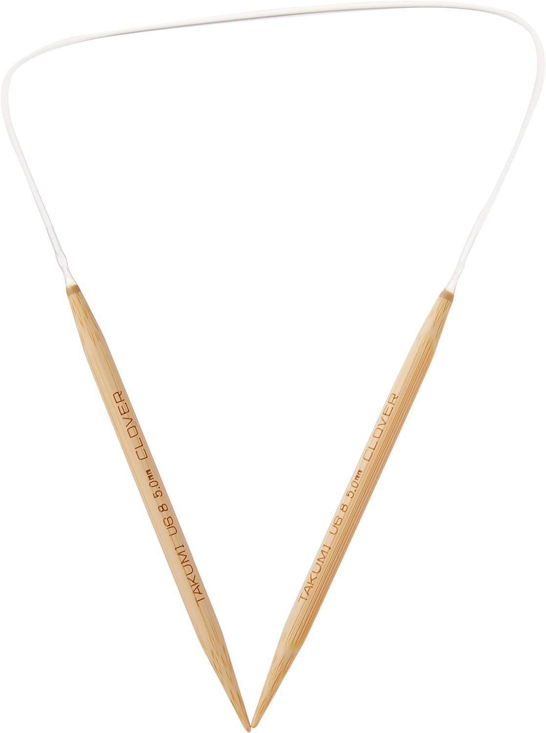 Clover 8 Takumi Circular 16" Size Bamboo Knitting Needle, Brown, Clear
