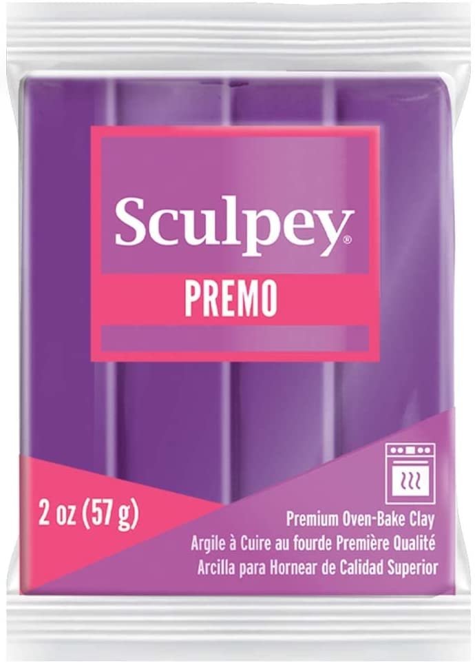 Sculpey Premo Polymer Oven-Bake Clay, Purple Pearl, Non Toxic, 2 oz. bar, Great for jewelry making, holiday, DIY, mixed media and home décor projects. Premium clay perfect for clayers and artists.