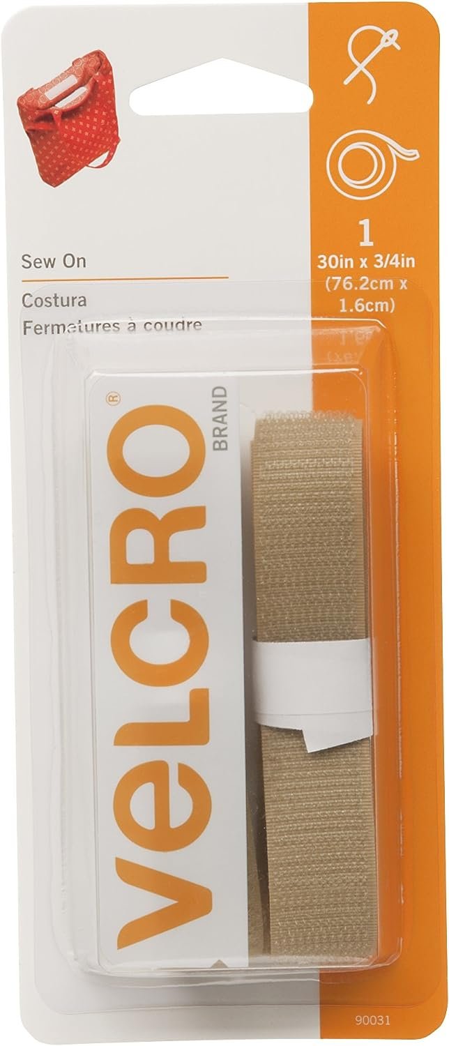 VELCRO Brand Sew On Fabric Alterations and Hemming | No Ironing or Gluing | Ideal Substitute for Snaps and Buttons | Tape, 30in x 3/4in, Beige