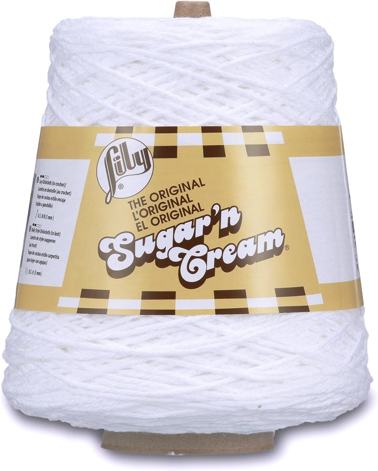 Lily Sugar'n Cream Cotton Cone Yarn, White , 1 Cone, 14 oz (Pack of 1)