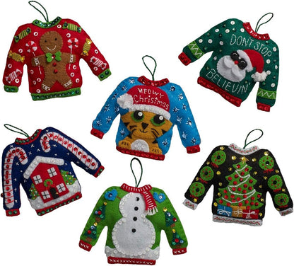 Bucilla BUC Felt Kits 6 Orns Ugly Sweaters