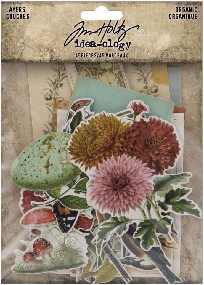 Tim Holtz Idea-Ology 2023 Palette Ephemera Pack & Organic Layers - 2 Item Bundle