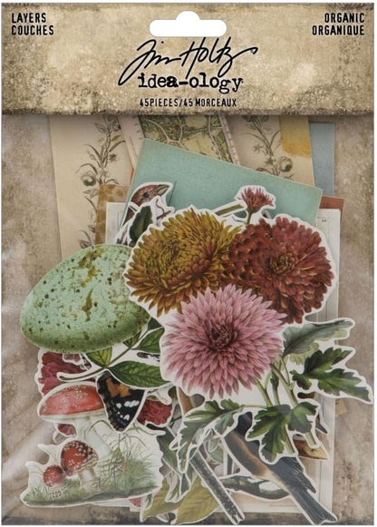 Tim Holtz Idea-Ology 2023 Palette Ephemera Pack & Organic Layers - 2 Item Bundle
