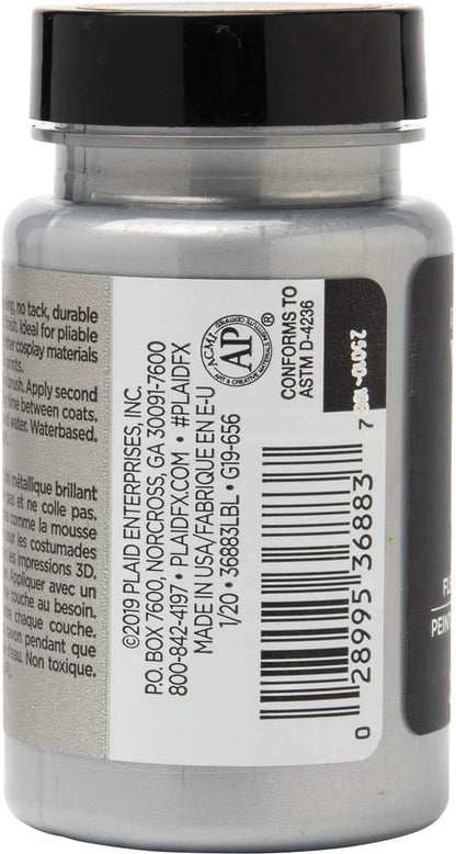 PlaidFX Metallic Flexible Acrylic Paint Ideal for Pliable Surfaces and Cosplay Costumes, Non-Cracking or Peeling, No-Tack, Durable, 3 oz, Chainmail