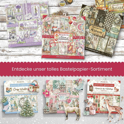 STAMPERIA INTERNATIONAL, KFT PAPER PAD 8X8 10PK HOUSE ROSE, 20.3 x 20.3 (8" x 8"), Multicoloured