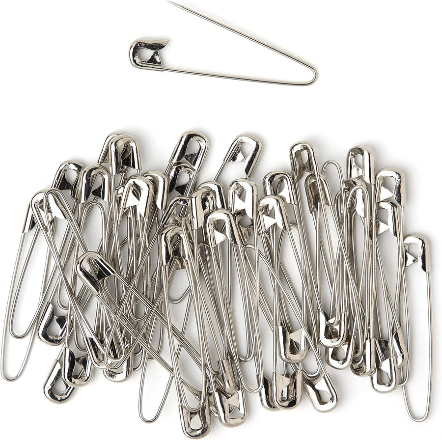 Cousin DIY 2.25 inch, Nickel, 50 Pack Coiless Safety Pins