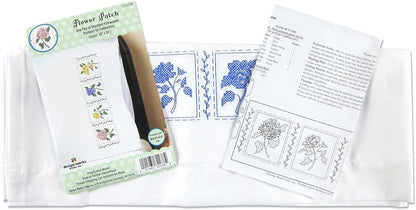 Tobin Flower Patch Stamped for Embroidery Pillowcases 20" x 30"