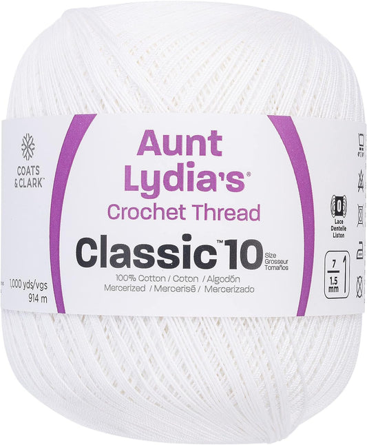 Aunt Lydia Value Crochet Cotton, White - 151.0201