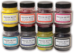 Jacquard Procion MX Dye 8 Color Set - Cold Water Dye - 2/3 oz - Permanent and Washfast Fiber Reactive Dye