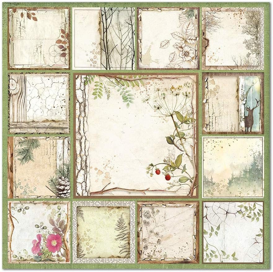 STAMPERIA INTERNATIONAL, KFT PAPER PAD 12X12 10PK FOREST, 30.5 x 30.5 (12" x 12"), Multicoloured