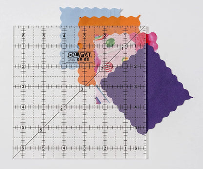 OLFA 1071798 QR-6S 6-1/2-Inch Square Frosted Advantage Acrylic Ruler