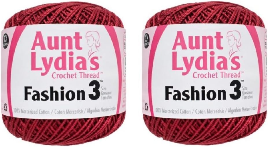 Aunt Lydia's Crochet Thread - Size 3 - (2-Pack) Scarlet