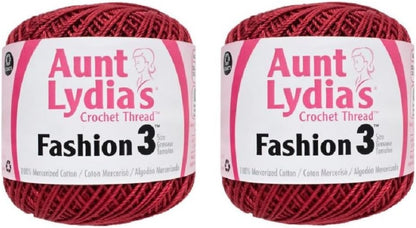 Aunt Lydia's Crochet Thread - Size 3 - (2-Pack) Scarlet