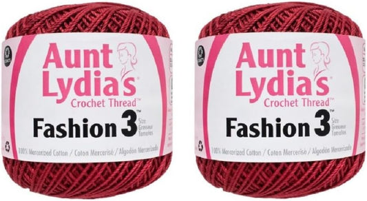 Aunt Lydia's Crochet Thread - Size 3 - (2-Pack) Scarlet
