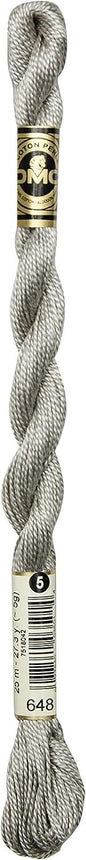 DMC 115 5-648 Pearl Cotton Thread, Light Beaver Grey, Size 5