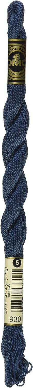 DMC 115 5-930 Pearl Cotton Thread, Dark Antique Blue, Size 5