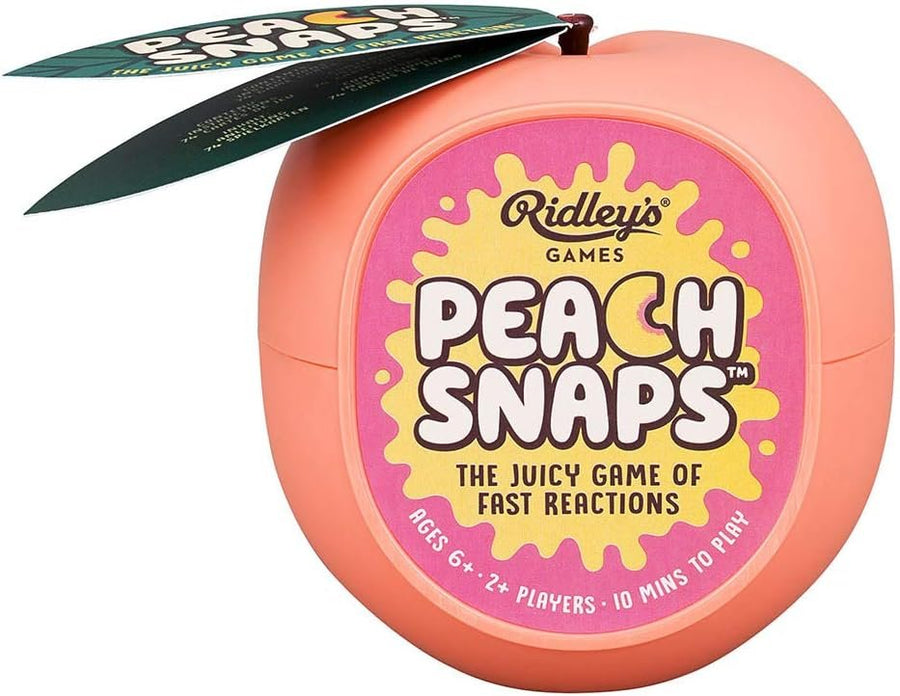 Ridley's Peach Snaps! Fun Card Game for Families, Action-Packed, Fast-Paced Game for 2+ Players, Includes Game Cards and Unique Peach-Shaped Storage Case, Simple Card Game for Kids Ages 6+, 1 ea