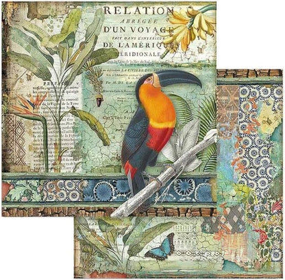 Stamperia Mini Scrapbooking Pad-Double Sided Sheets-Amazonia, Paper, Wooden, 8 x 8 inches v