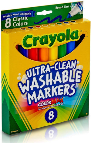 Crayola Ultra-Clean Washable Markers, Broad Line, 8 Count