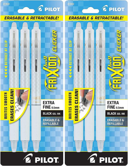PILOT PEN Black FRIXION CLICKER PENS 3/PK