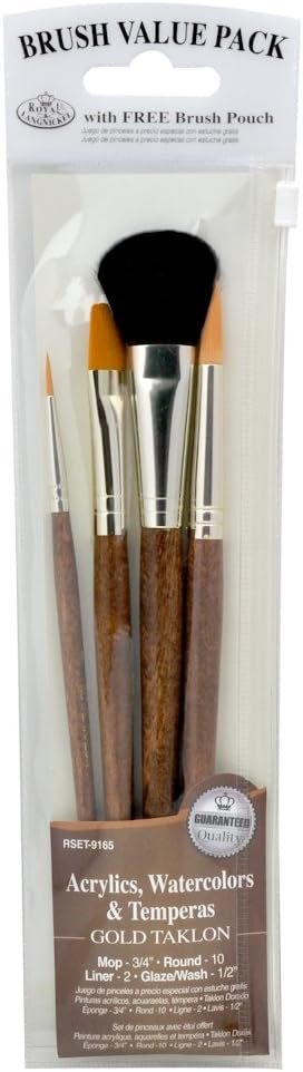 Royal Brush Langnickel Gold Taklon Brush Set Value Pack, Mop