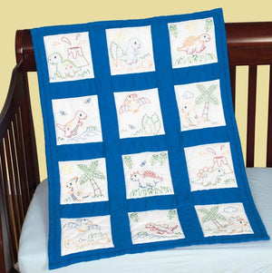 Jack Dempsey Needle Art Dinosaurs Baby Quilt, white