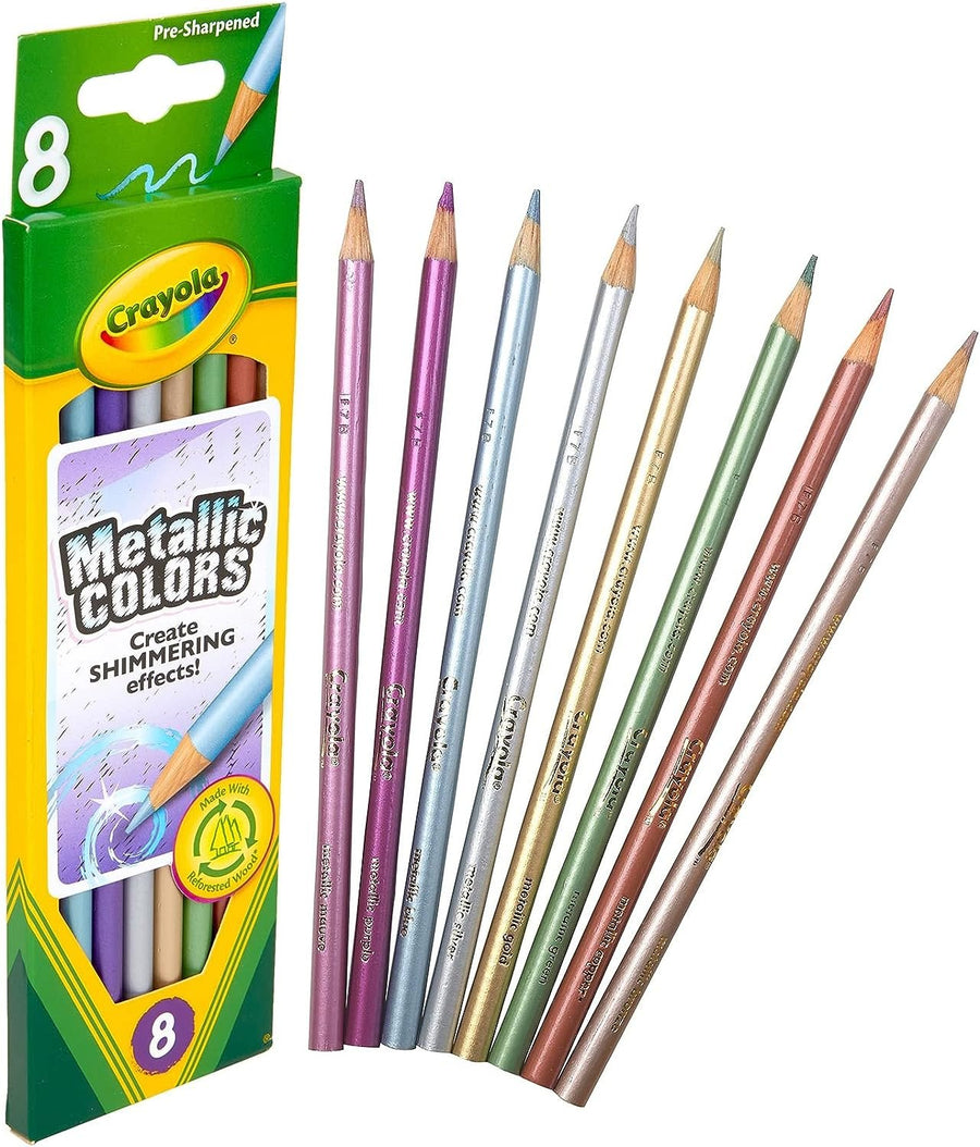 Crayola Metallic Colored Pencils, Long, 8-Pack