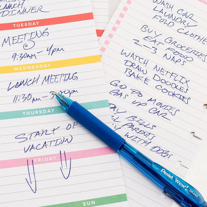 Pentel WOW! Retractable Ballpoint Pens, Medium Line, Black Ink, 5 Pack (BK440BP5A)