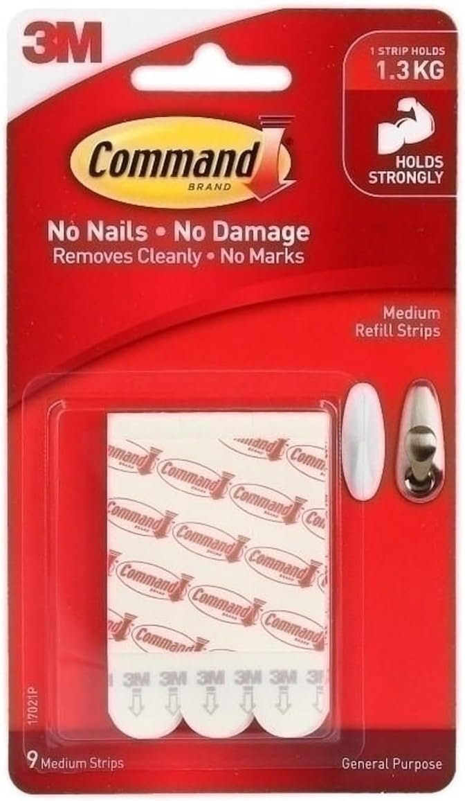 Command 17021P 07350000452 Hardware, 9 Refill Strips, White