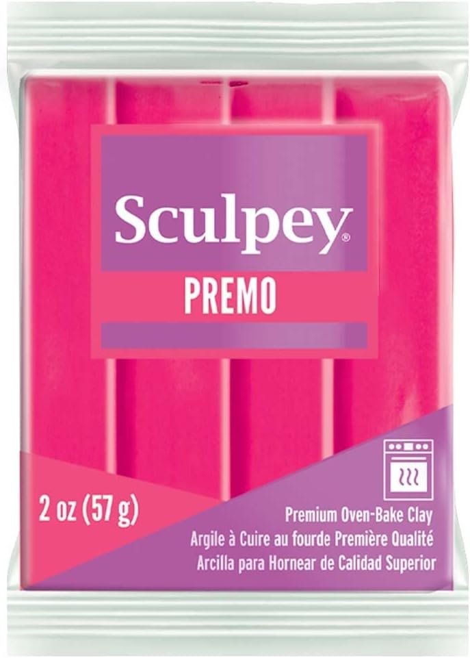Sculpey Premo™ Polymer Oven-Bake Clay, Fluorescent Pink, Non Toxic, 2 oz. bar, Great for jewelry making, holiday, DIY, mixed media and more. Premium clay perfect for clayers and artists.