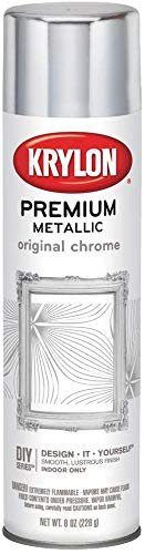 Krylon Chrome Metallic Spray Paint Silver 8-Ounce, Snap and Spray Paint Can Handle Sprayer Tool, Pixiss Blue Multi-Surface Painters Tape