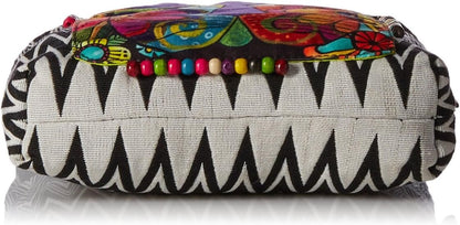 Laurel Burch 138199 Crossbody 13.5"X4"X10", Blossoming Feline,Blk/Wht/Pur