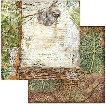 Stamperia Mini Scrapbooking Pad-Double Sided Sheets-Amazonia, Paper, Wooden, 8 x 8 inches v