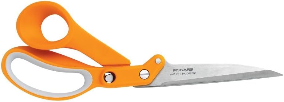 Fiskars Amplify RazorEdge Fabric Scissors - 10" Heavy Duty Fabric Shears with Ergonomic Handle - Orange