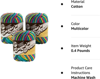 Lily Sugar'n Cream Ombre Yarn - (4) Medium Gauge 100% Cotton - 2 oz - Psychedelic (3-Pack)