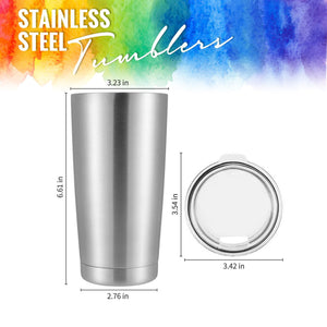 PIXISS 20oz. Stainless Steel Tumblers - 25 Pack