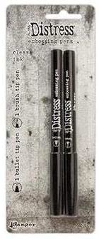 Tim Holtz Ranger Embossing Glazes Bundle of 12 Colors in 1 oz Jars, 2 Distress Embossing Pens, 1 Ounce Distress Embossing Dabber, Bundle of 14 Items