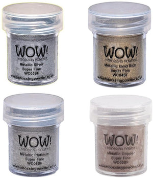 Wow! Embossing Powder Metallic Bundle: Gold, Silver, Platinum and Copper, 15ml (1) (1, Brown)